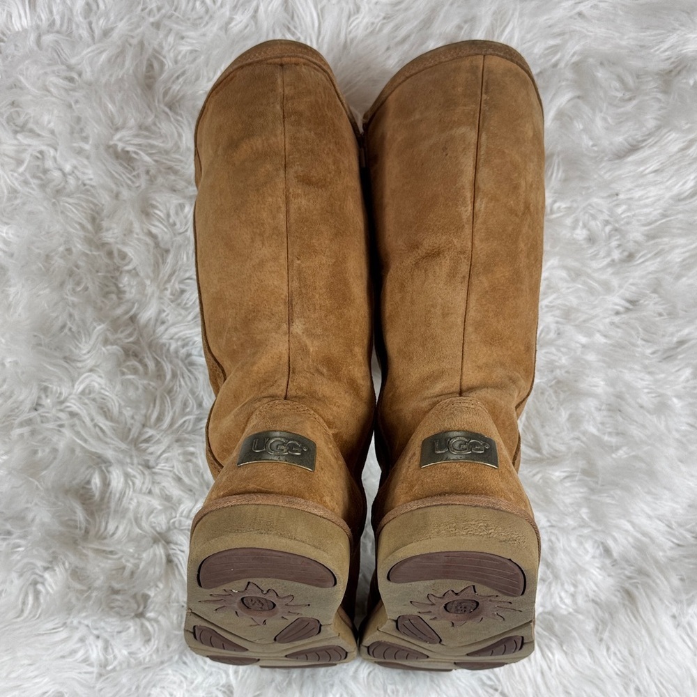 UGG Kenly Winter Tall Chestnut Suede Side Zip Boots Womens Size 6 - Picture 5 of 10